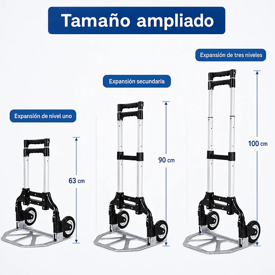 Carro Yegua De Carga Plegable Aluminio Be Design Ruedas De Goma 100 X 38.5 X 27 cm 