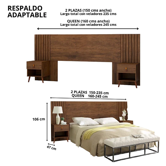 Respaldo Box Lady Ripada Caramelo - 