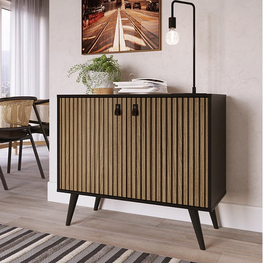 Buffet Amber 2 Puertas Negro/Brise -Producto con Detalle