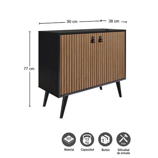 Buffet Amber 2 Puertas Negro/Brise -Producto con Detalle