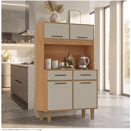 Mueble de Cocina Alacena Despensa Pop Plus Canela Arena 169.4x90.8x36.3 cm MDP Be Design- Producto con Detalle