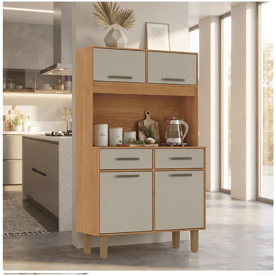 Mueble de Cocina Alacena Despensa Pop Plus Canela Arena 169.4x90.8x36.3 cm MDP Be Design- Producto con Detalle