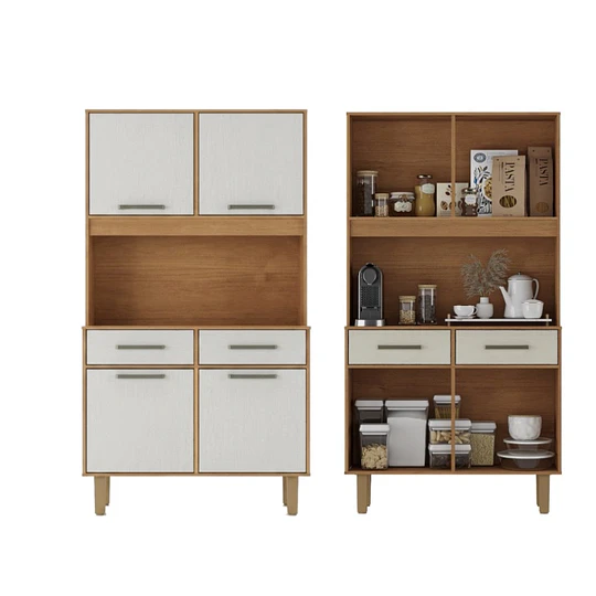 Mueble de Cocina Alacena Despensa Pop Plus Canela Arena 169.4x90.8x36.3 cm MDP Be Design- Producto con Detalle