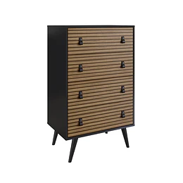 Cómoda Amber 4 Cajones Negro/Brise - Producto con Detalle