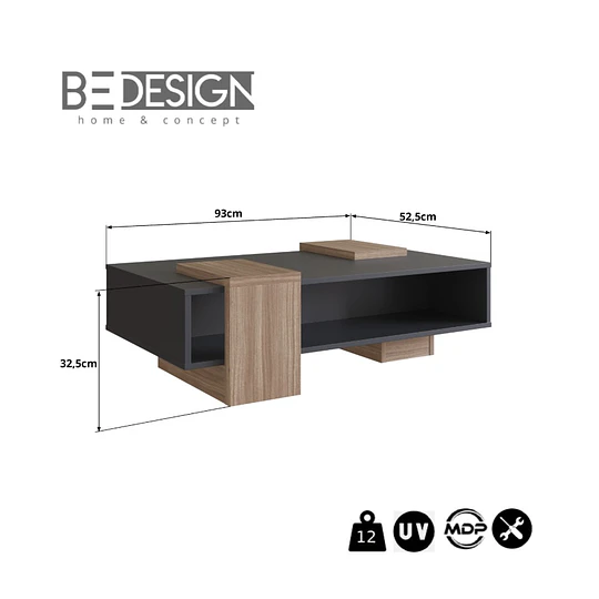 Mesa De Centro b93 Negro Castaño - Producto con detalle