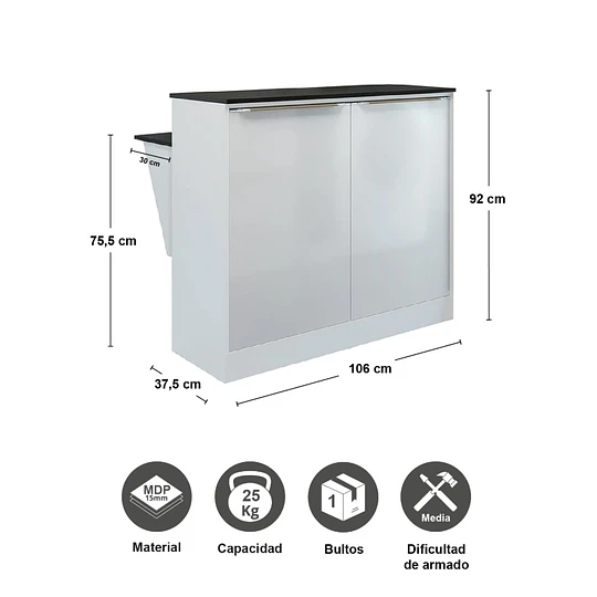 Isla Comedor Dos Puertas Blanco Smart- Producto con detalle