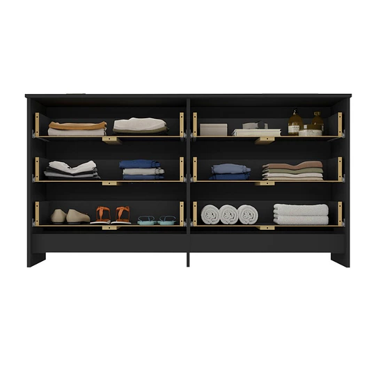 Comoda Duplex 6 Cajones Negro - Producto con Detalle