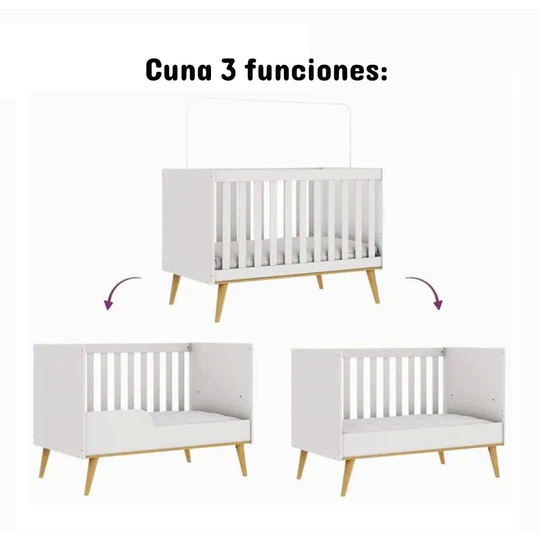 Cuna Blanco Miel Ludmila 2 Funciones-Producto armado en tienda