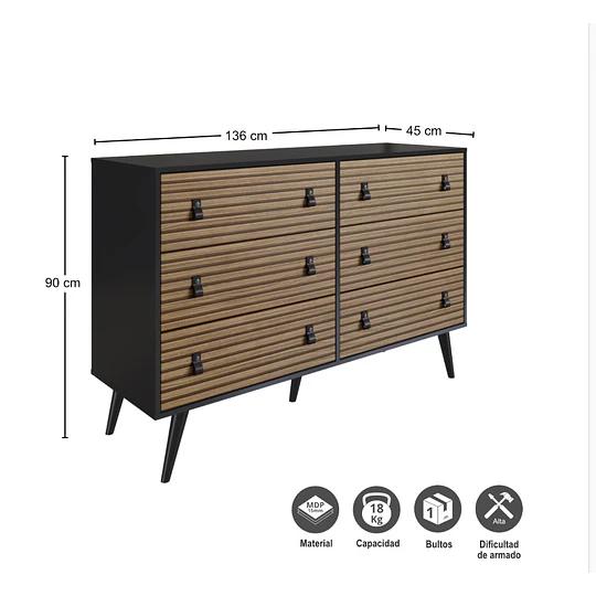Buffet Amber 2 Puertas Negro/Brise - 