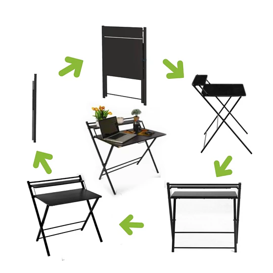 Escritorio Plegable Home Office Negro- Producto con Detalle
