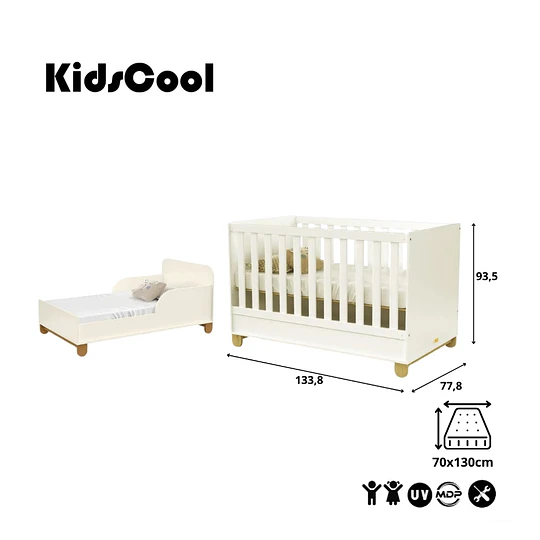 Cuna Multifuncional Bebé Zupi Madera Beige -Producto con Detalle