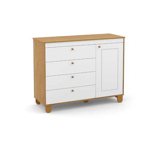 Cómoda 4 Cajones con Puerta Zupi Caramelo -Producto con detalle