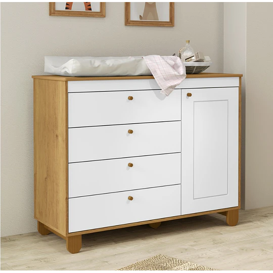 Cómoda 4 Cajones con Puerta Zupi Caramelo -Producto con detalle