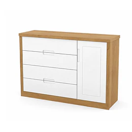Comoda Tutto 4 Cajones con Puerta Blanca Caramelo- Producto con detalle