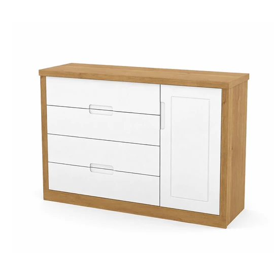 Comoda Tutto 4 Cajones con Puerta Blanca Caramelo- Producto con detalle
