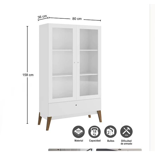 Vitrina 2 Puertas Amber Blanco - Producto con detalle