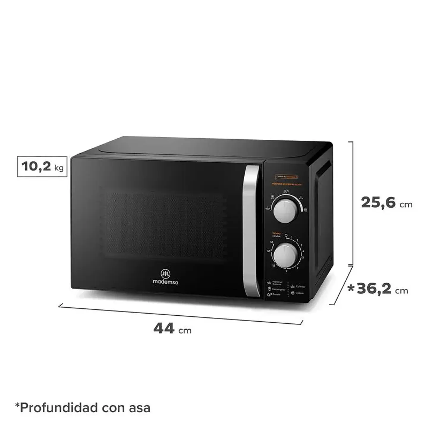 Microondas Mademsa 20 Litros Manual Descongelamiento Inteligente MM20FBM Negro (Exhibición) 3