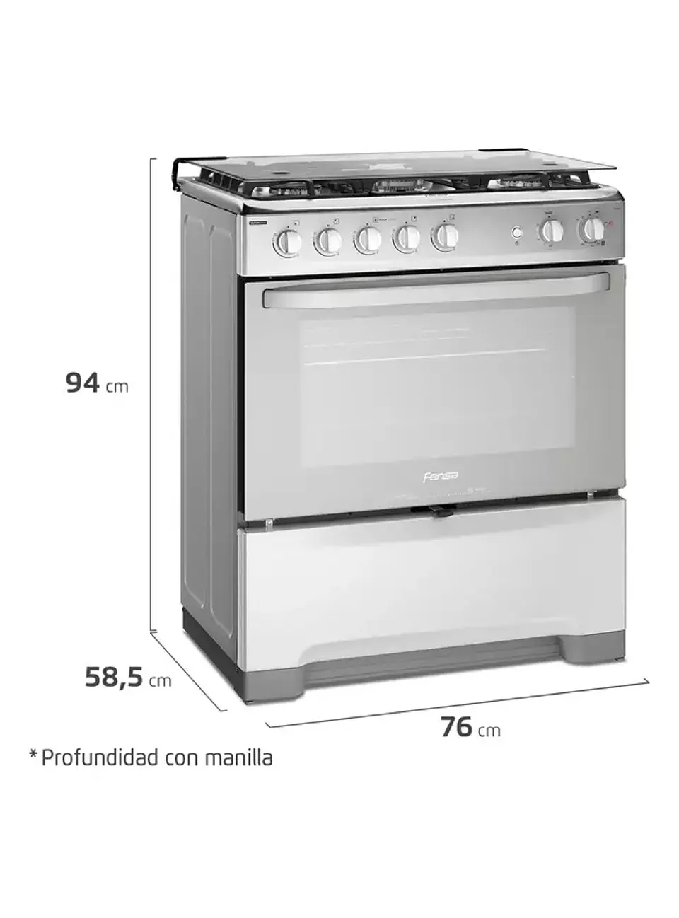Fensa Cocina a Gas 5 Quemadores F 5500 T Espejado 1