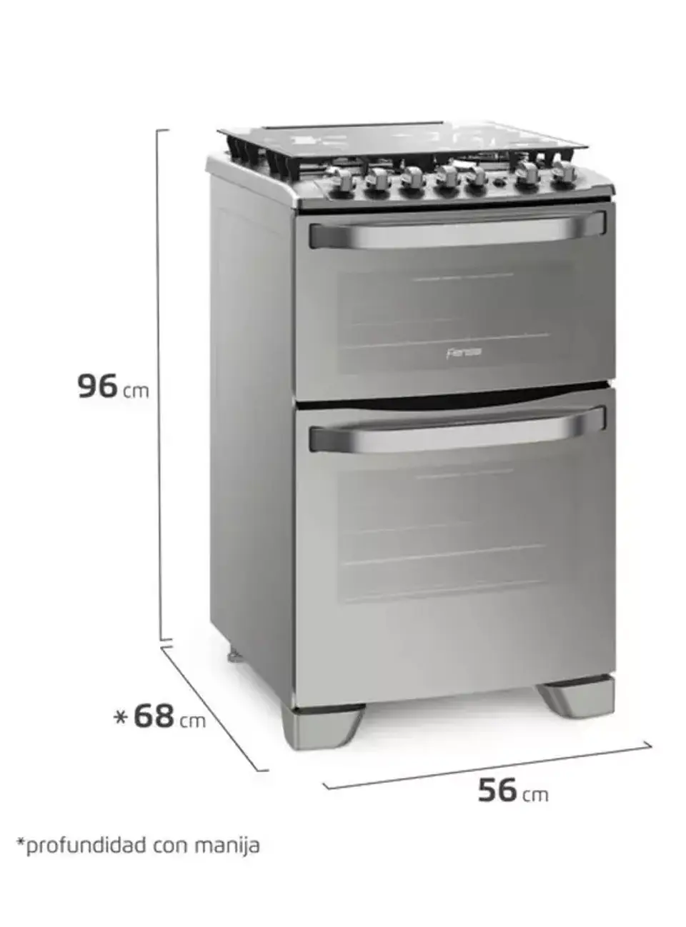 Cocina a Gas 4 Platos Fensa Doble Horno Timer Digital 56 DXT 4