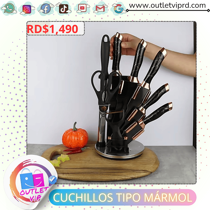 Set de cuchillos tipo mármol  3