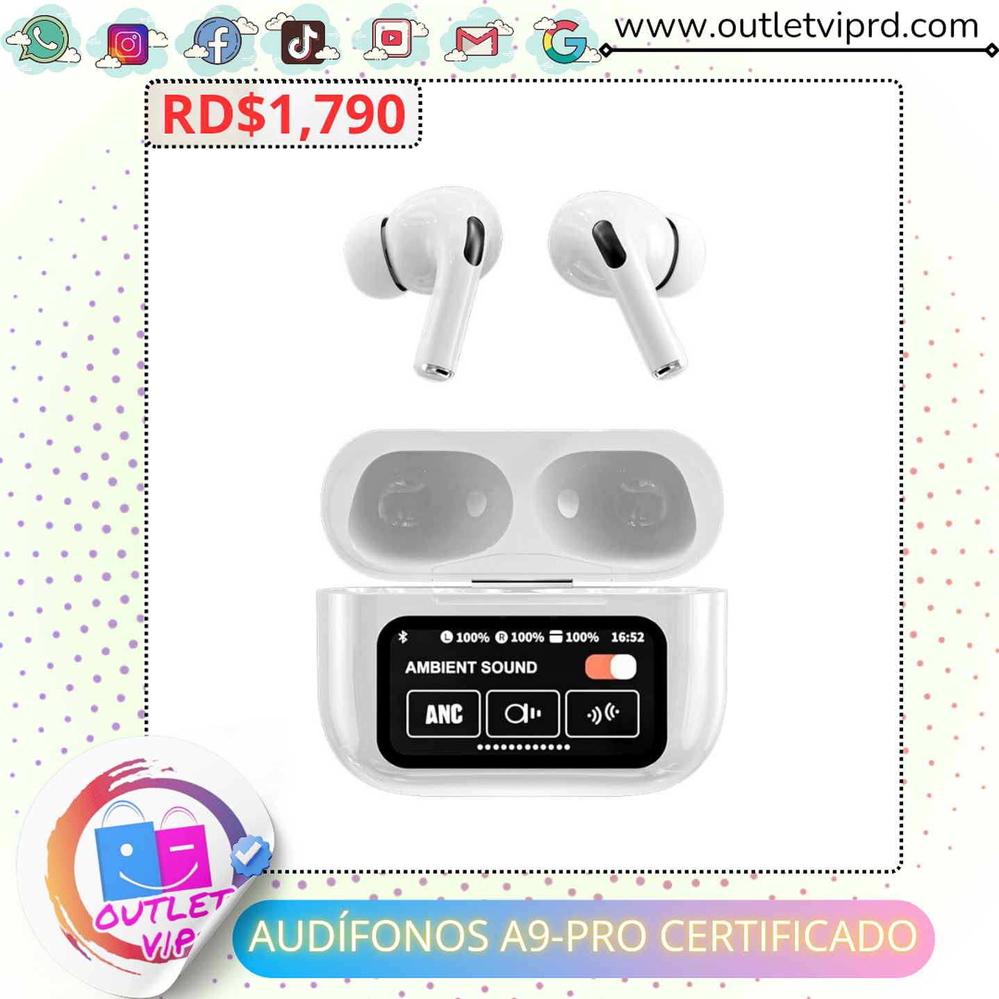 Audífonos A9 pro certificados  2