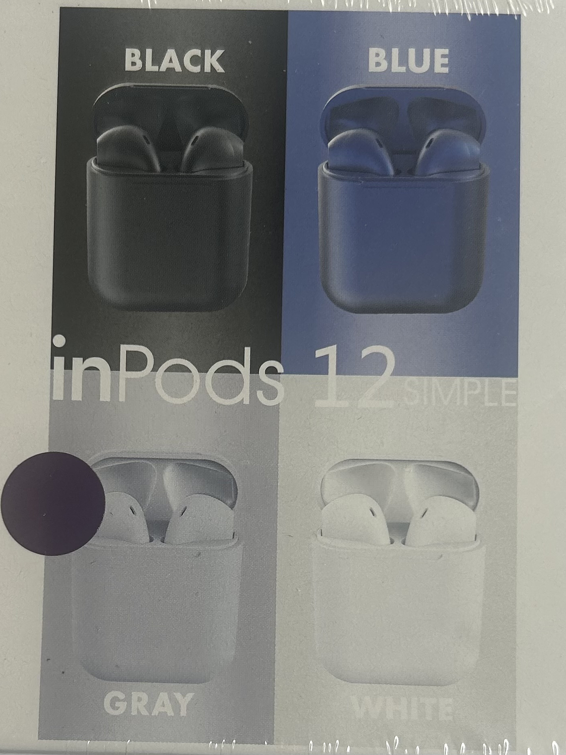 BLUETOOTH INALAMBRICO   INPODS 12  COLORES BLANCO .NEGRO , MORA ,GRIS 1