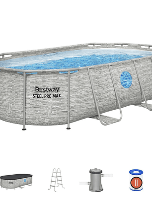 Piscina Bestway Ovalada Ventana Filtro+Acces 4.27X2.50X1.00M