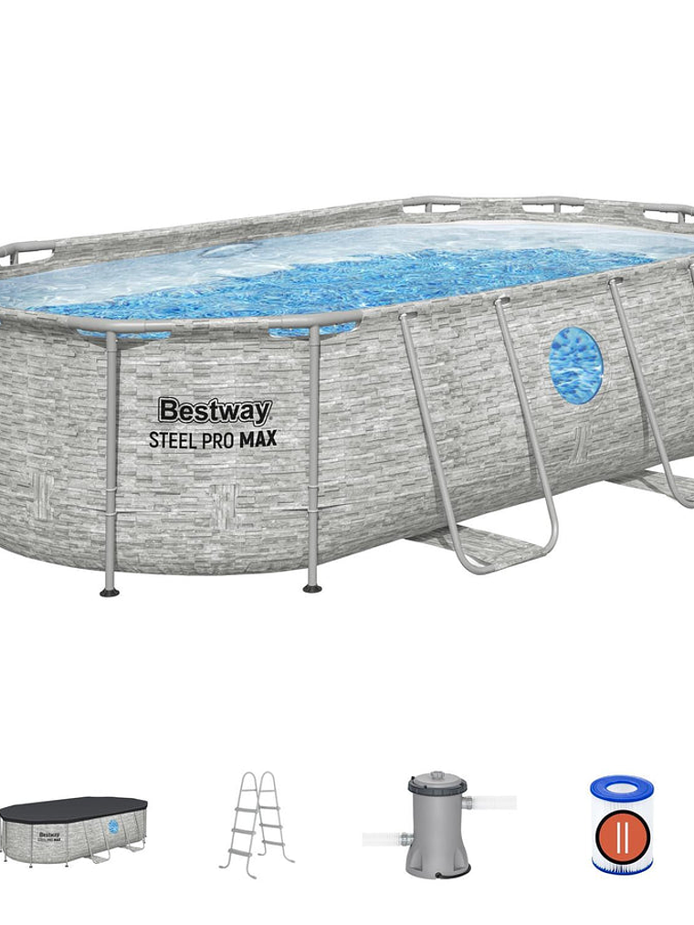 Piscina Bestway Ovalada Ventana Filtro+Acces 4.27X2.50X1.00M 1