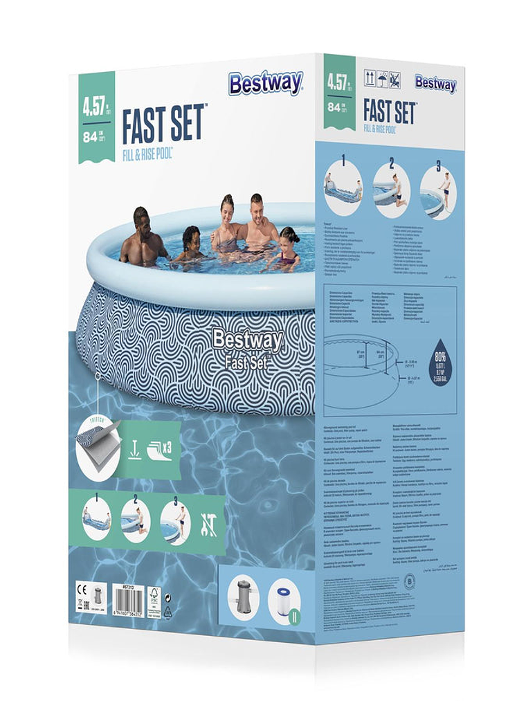 Piscina Bestway Redonda Fácil Armado con filtro 4.57mx84cm 5