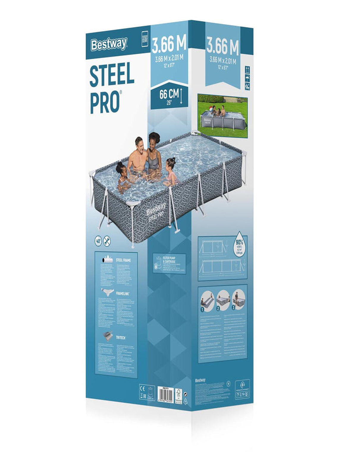 Piscina Bestway Rectangular SteelPro Diseño 3.66mX2.01mx66cm 4