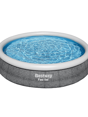 Piscina Bestway Redonda Fácil Armado FastSet con Filtro Gris 3.66MX76cm