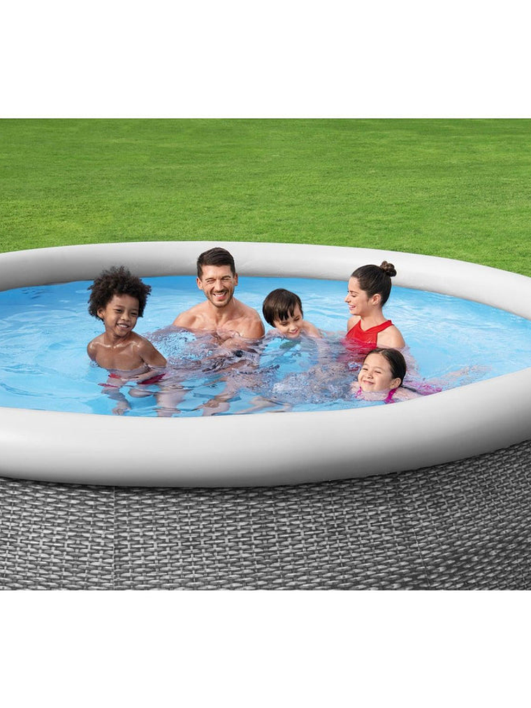 Piscina Bestway Redonda Fácil Armado FastSet con Filtro Gris 3.66MX76cm 5