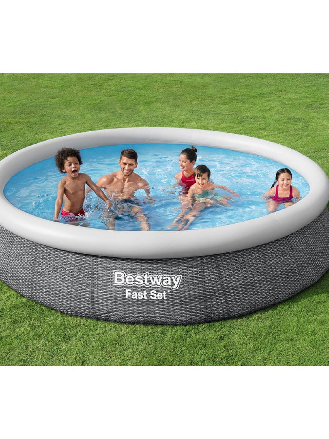 Piscina Bestway Redonda Fácil Armado FastSet con Filtro Gris 3.66MX76cm 6