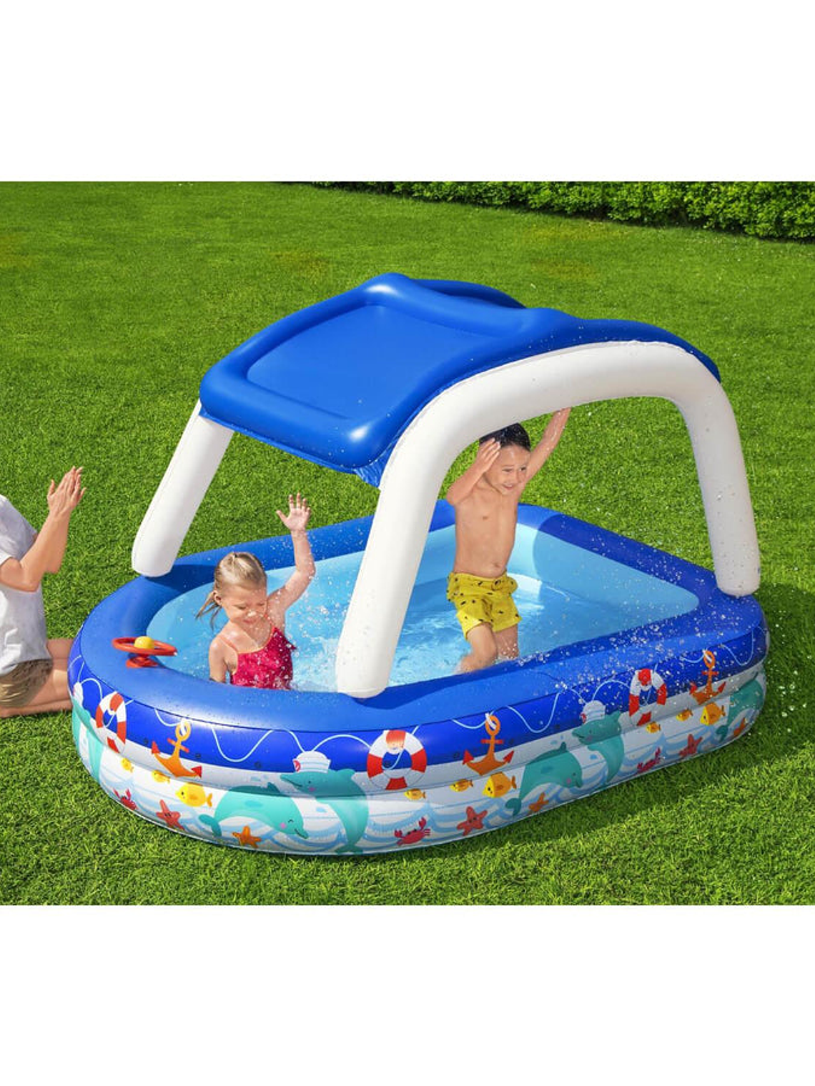 Piscina Inflable Bestway Con Toldo Desmontable 213x155x132cm 10