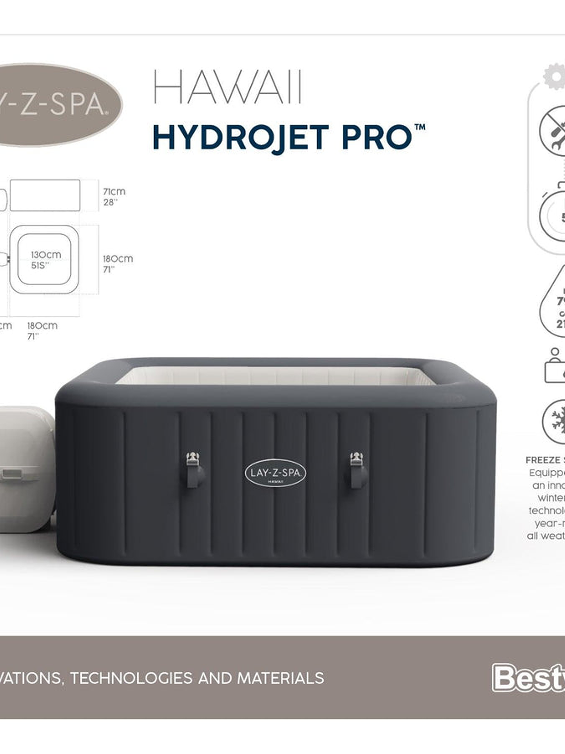 Hot Tub Jacuzzi Inflable Hawaii Hidromasaje 6 Pers Bestway 3
