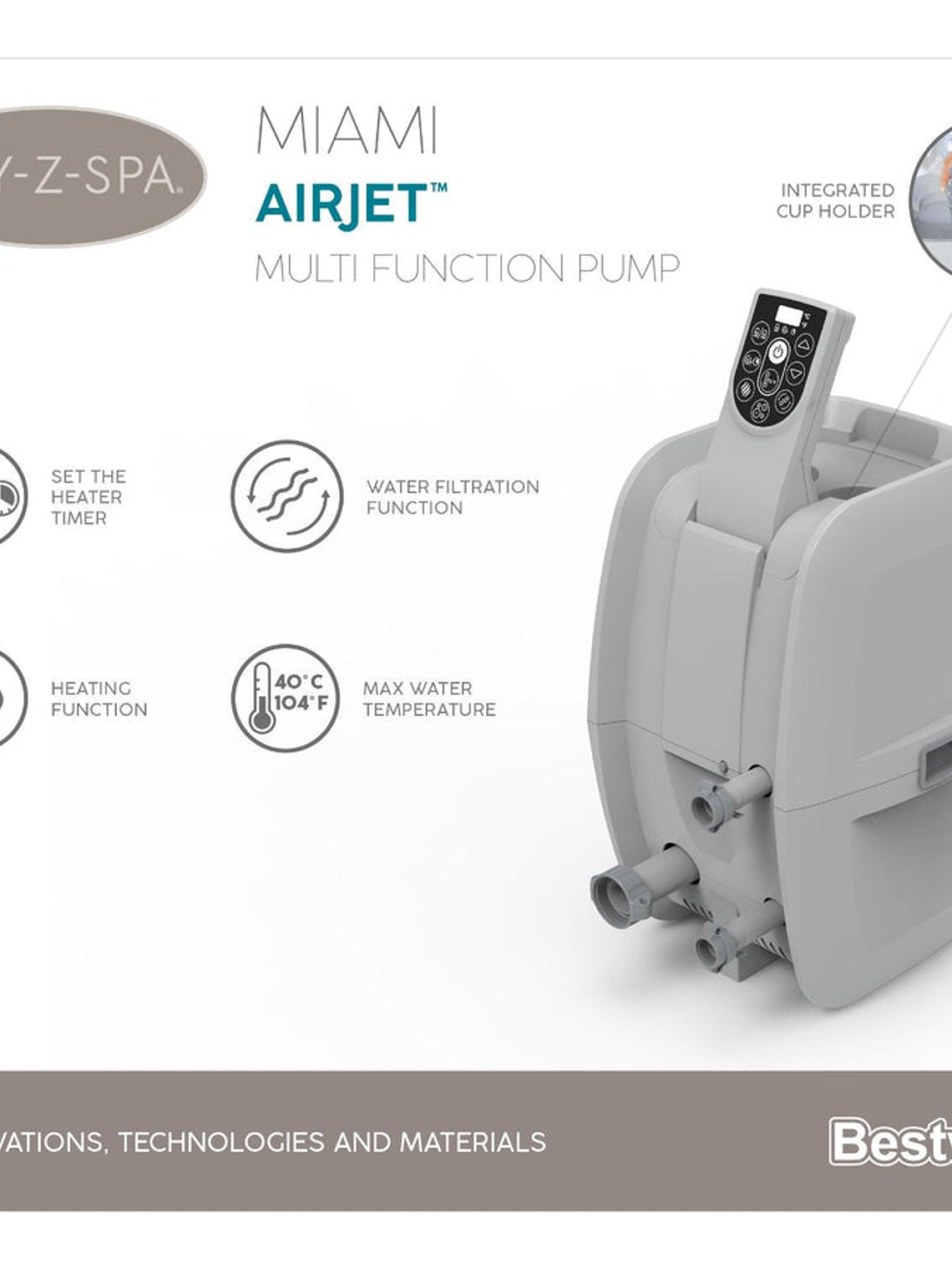 Hot Tub Spa Jacuzzi Inflable Miami 4 Personas Bestway 3