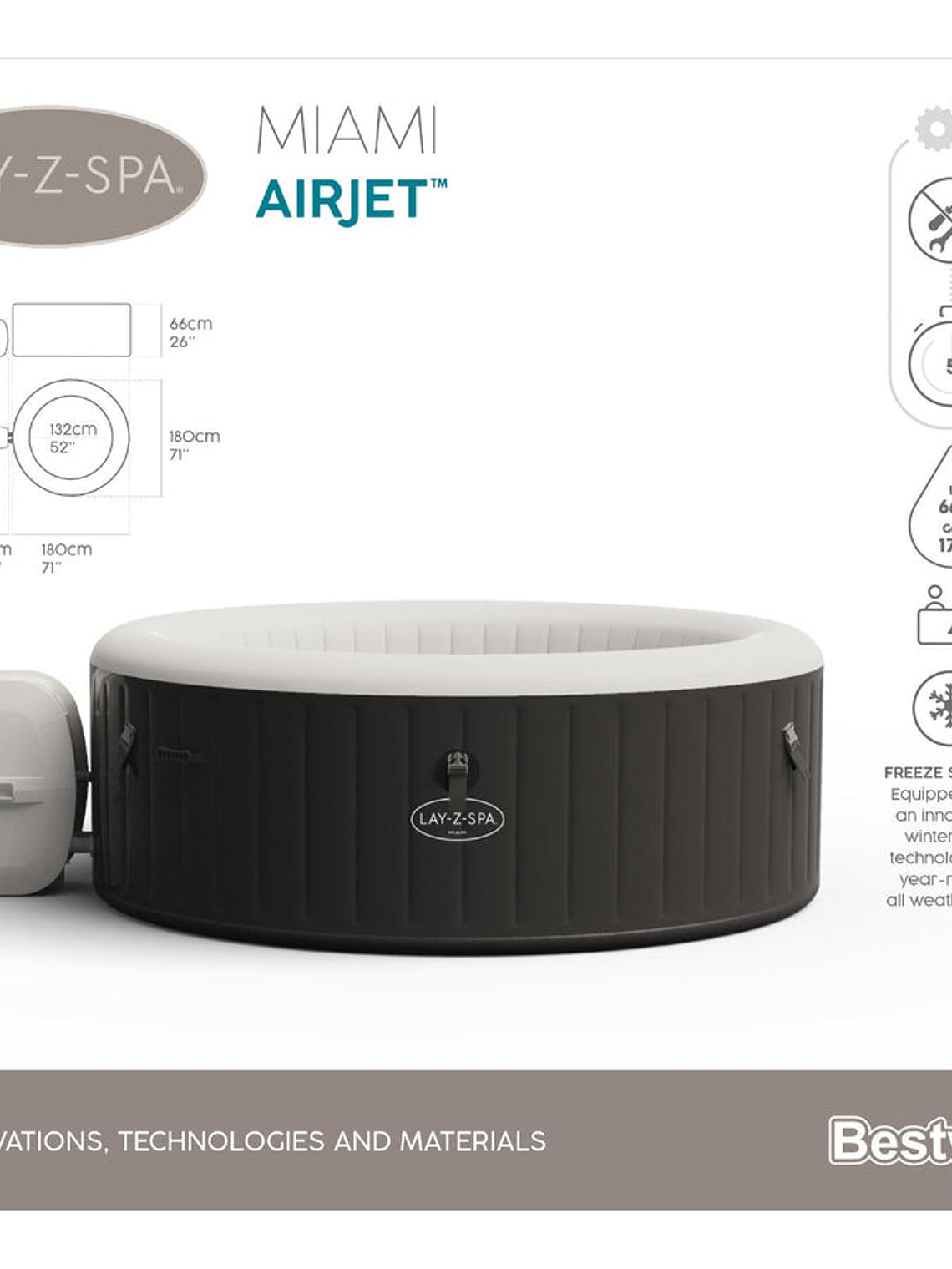 Hot Tub Spa Jacuzzi Inflable Miami 4 Personas Bestway 4