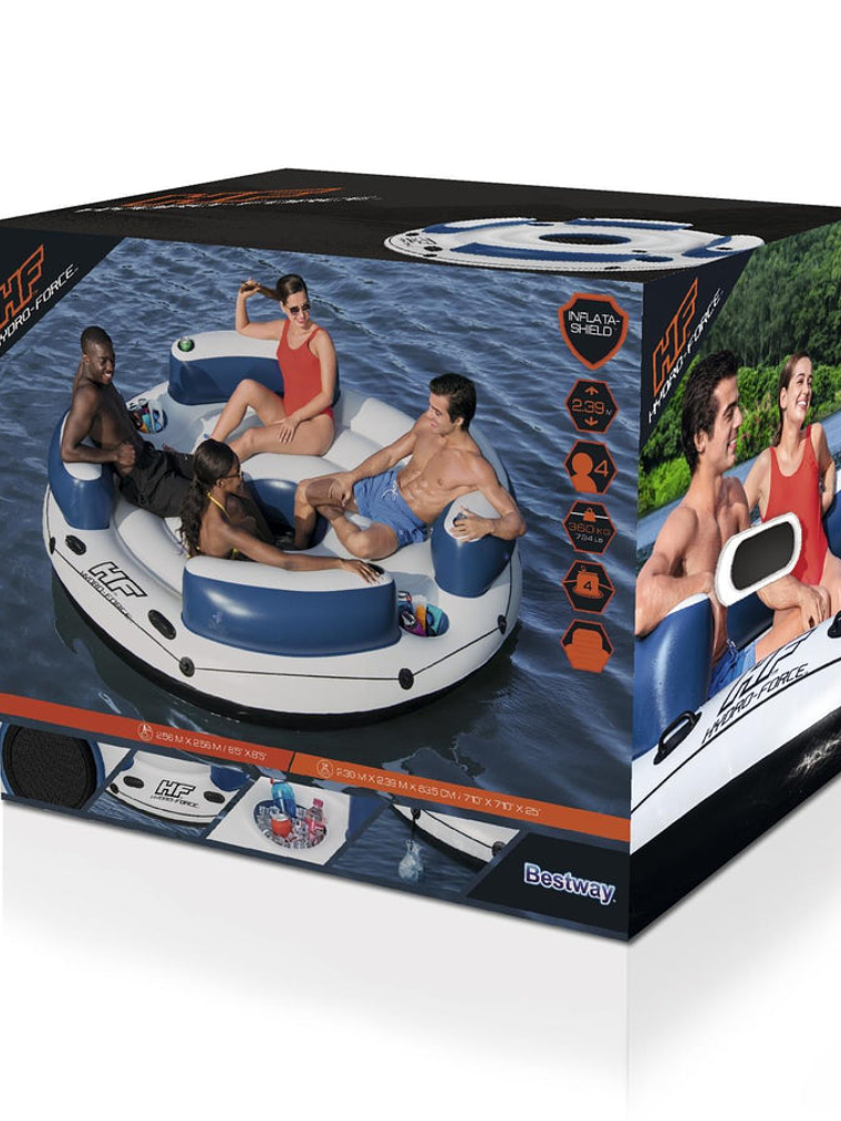 Flotador Isla con respaldo 4 personas 2.56mx2.56m Bestway 5