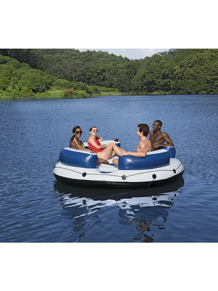 Flotador Isla con respaldo 4 personas 2.56mx2.56m Bestway 7