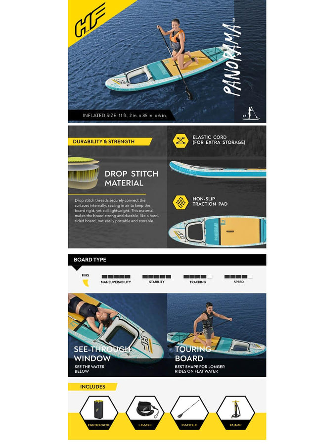 Stand Up Paddle Inflable Set con ventana 340x89x15cm Bestway 17