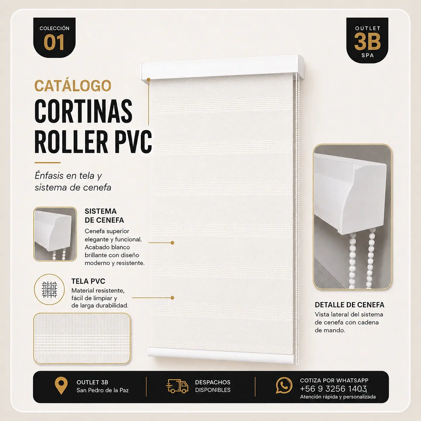 Cortina Roller PVC Blanca 1