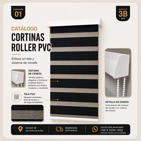 Cortina Roller PVC Negro
