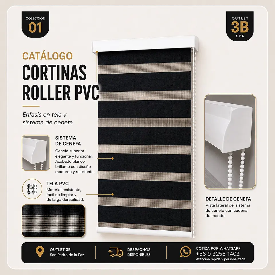 Cortina Roller PVC Negro 1