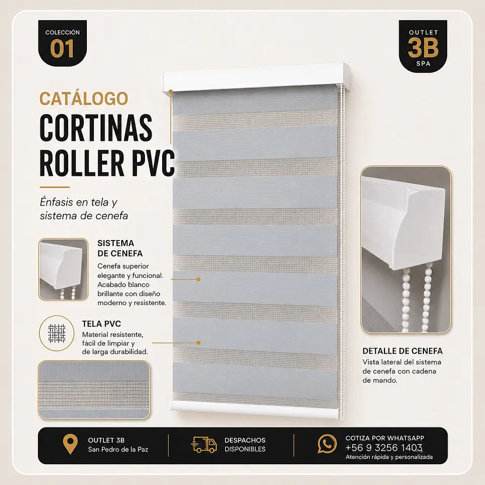 Cortina Roller PVC Gris 1