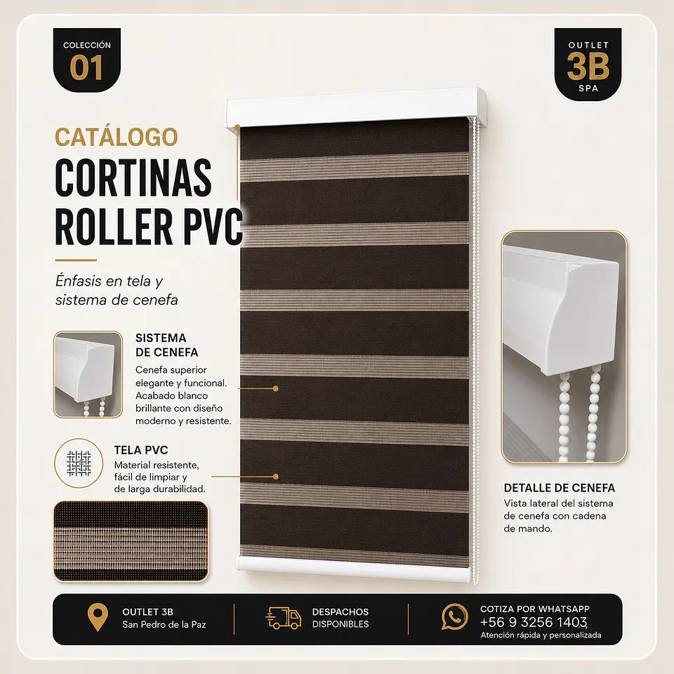 Cortina Roller PVC Marron 1