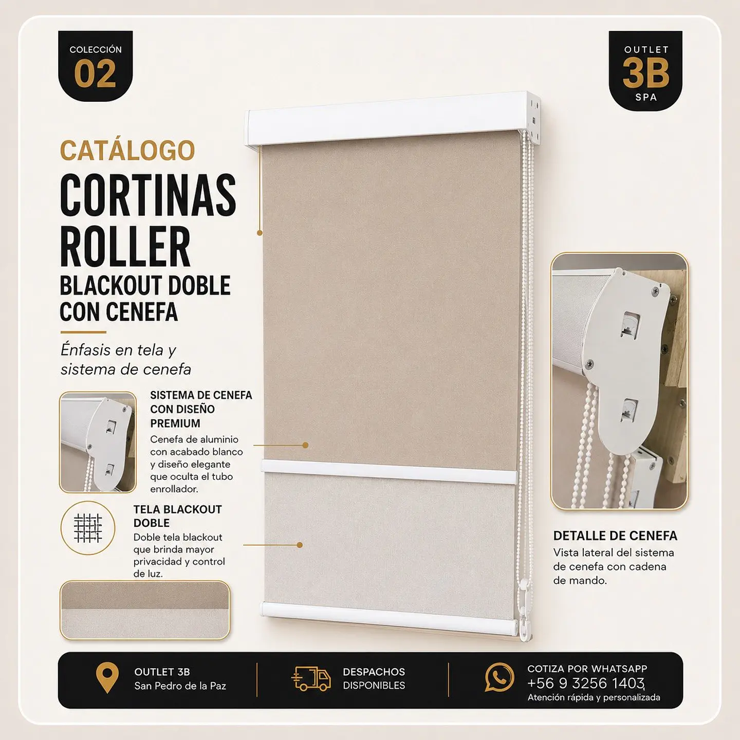 Cortina Roller Doble Blackout Kaki Con Cenefa 1