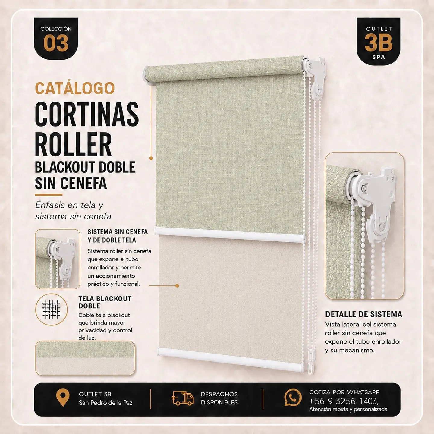 Cortina Roller Doble Blackout Amarillo Sin Cenefa 1