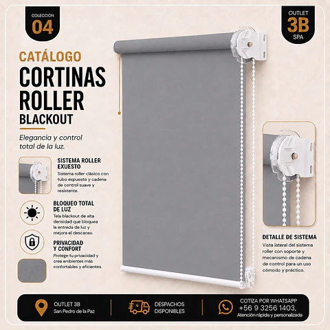 Cortina Roller Blackout Gris