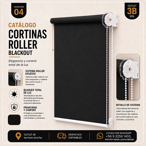 Cortina Roller Blackout Negro