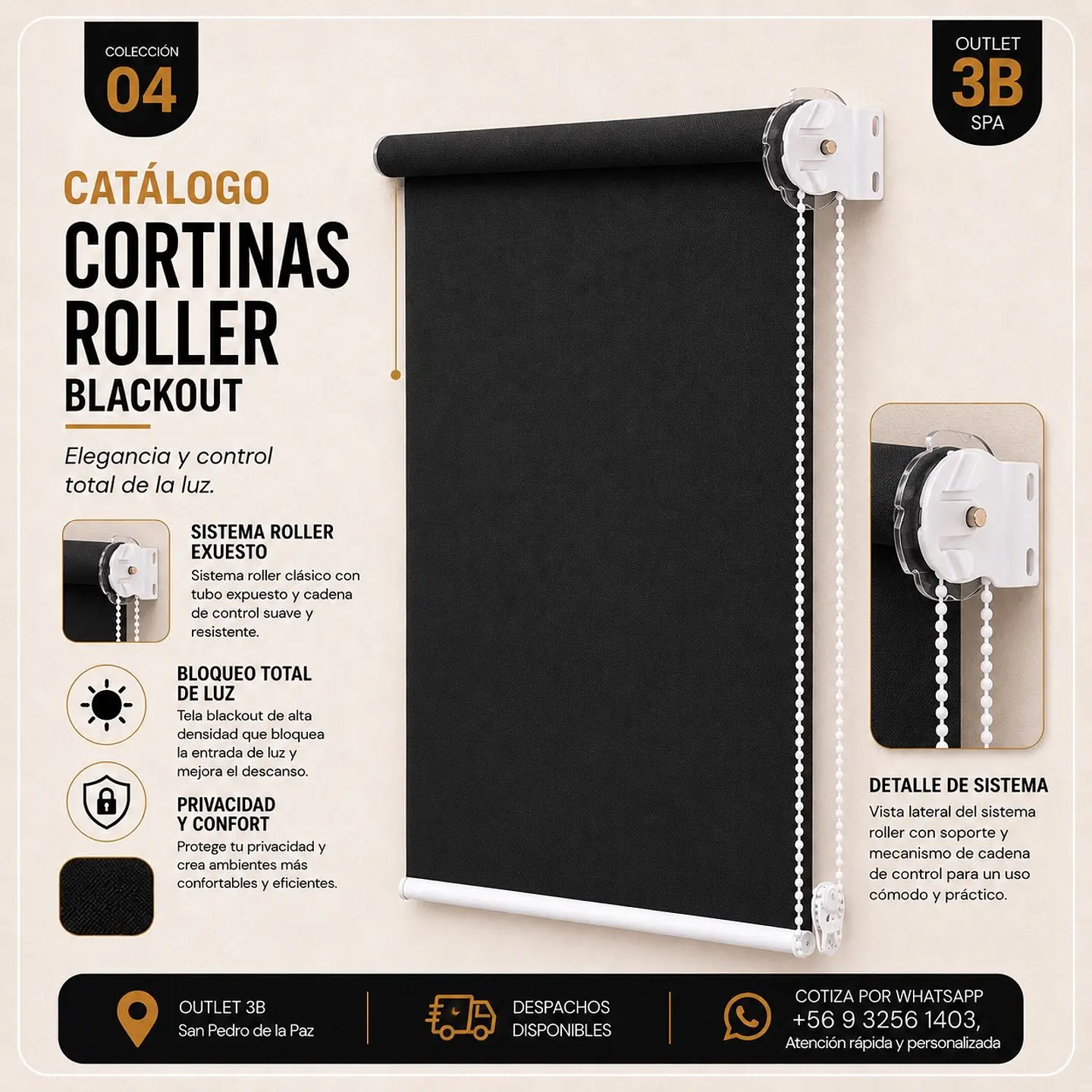 Cortina Roller Blackout Negro 1
